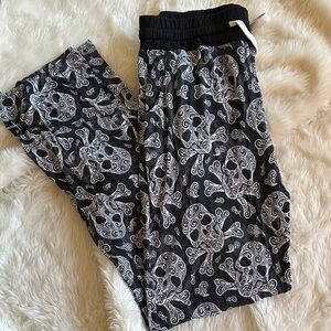 Skullistic Black and White Skull Print pajama Pants size L